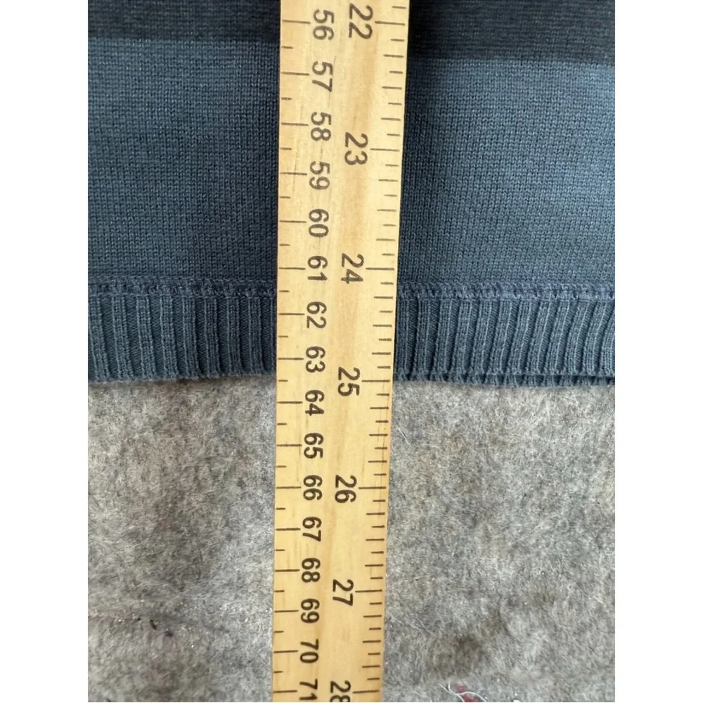 Lucky Brand Sweater Men XL Blue Black Striped Knit Classic Crew Neck Long Sleeve